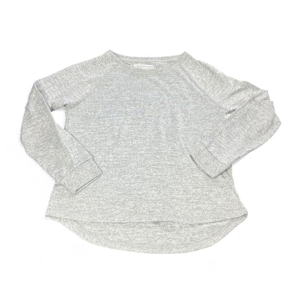 Live Love Lounge‎ Grey Long Sleeve Soft Loungewear Top with a Curved Hem